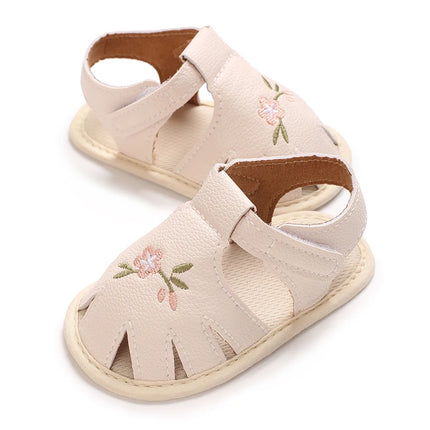 Spring and Summer New Baby Korean Version Flower Embroidered Princess Shoes For Women's Soft Soled Baby Walking Shoes