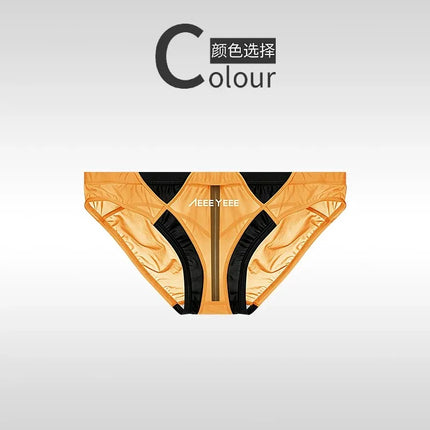 Sexy Transparent Men's Underwear Low Waist Panties Ice Silk Breathable Ultra-Thin Smooth Rear Drainage Line Triangle Design