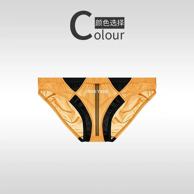 Sexy Transparent Men's Underwear Low Waist Panties Ice Silk Breathable Ultra-Thin Smooth Rear Drainage Line Triangle Design