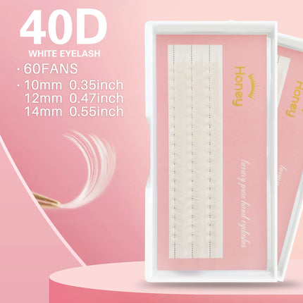 Honey Eyelash 40D White Cluster Eyelash Hot Melt DIY Pure White Wedding Lash Party Makeup Winter Christmas Eyelashes