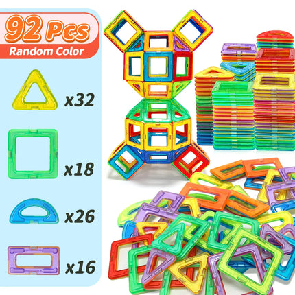 30/62/92PCS Magnetic Building Blocks Constructor Set 3D STEM Educational Toys For 3Years+ Old Kids Boys Girls Birthday Gifts