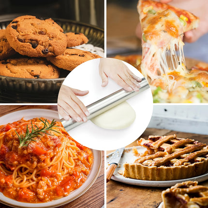 Stainless Steel Rolling Pin Kitchen Utensils Dough Roller Bake Pizza Noodles Cookie Dumplings Making Non-stick Baking Tool