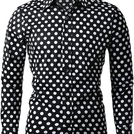 Fashion 3D Printed Men's 10-color Polka Dot Long-sleeved Slim-fit Shirt Button And Long-sleeved Comfort Casual Men's Tops