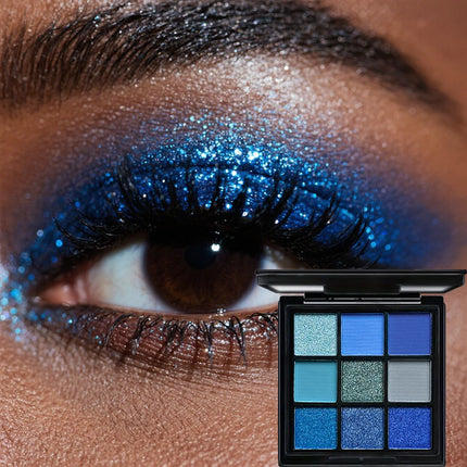 9 Color Blue Eyeshadow Palette Matte Shimmer Dolphin Eye Shadow Palette Glitter Makeup Pigmented Long Lasting Professional