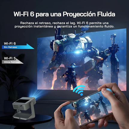 Netflix YouTube Projector 8'' Touch Screen 1080P 4K, 180° Rotation - Android iOS Sync, WiFi BT5.0, HDMI USB Home Cinema Gaming