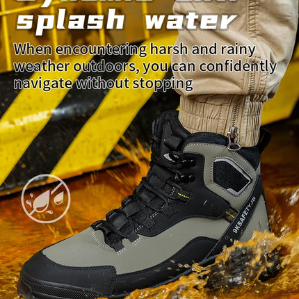 Man Safety Shoes Puncture-Proof Work Sneaker Waterproof Work Shoes Steel Toe Shoes Safety Boots Indestructible Shoes Lightweight