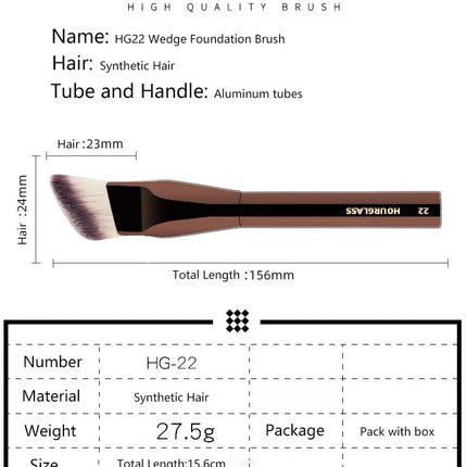 1pc #22 Smooth Edge All Over Foundation Makeup Brush Wedge Liquid Foundation Make Up Brush Face Base Metal Handle with box