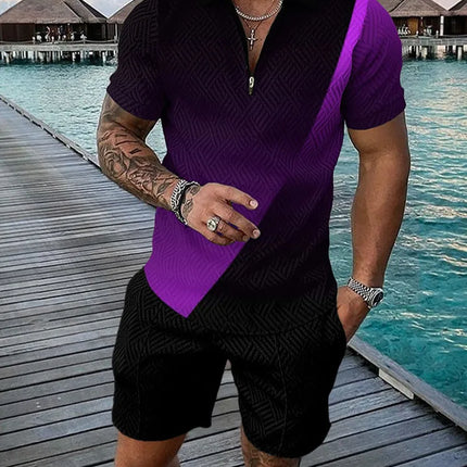 New 3D Digital Printed Men's Fashion Casual Sets Short Sleeve Polo Shirt Suit 2 Pcs Sets Sportwear Male Clothing Ropa Y2k Barata