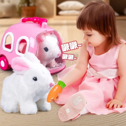 Children's toy bunny, cute pet that can move, baby's head up exercise simulation electric plush boy and girl