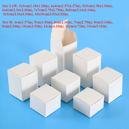 50pcs/lot 3x3 5x5 6x6 8x8 9x9 10x10cm Hight 4 ~ 13cm Card Paper Box Square Lipstick Perfume Essential Oil Bottle Storage Boxes