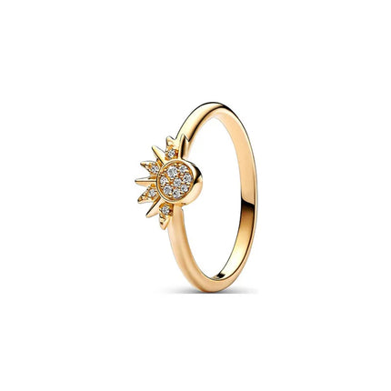 2025 Hot Selling Wholesale Gold Color Sun Heart Bow Size 6 7 8 9 Ring Rings For Trenday Women Jewelry 925 Sterling Silver