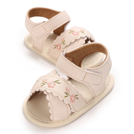 Spring and Summer New Baby Korean Version Flower Embroidered Princess Shoes For Women's Soft Soled Baby Walking Shoes