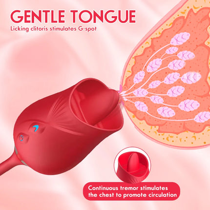 Rose Toy Sucking Vibrator Stimulator for Women with 10 Suction Thrusting Dildo G Spot Vibrators Adult Toys for Women Men Couples