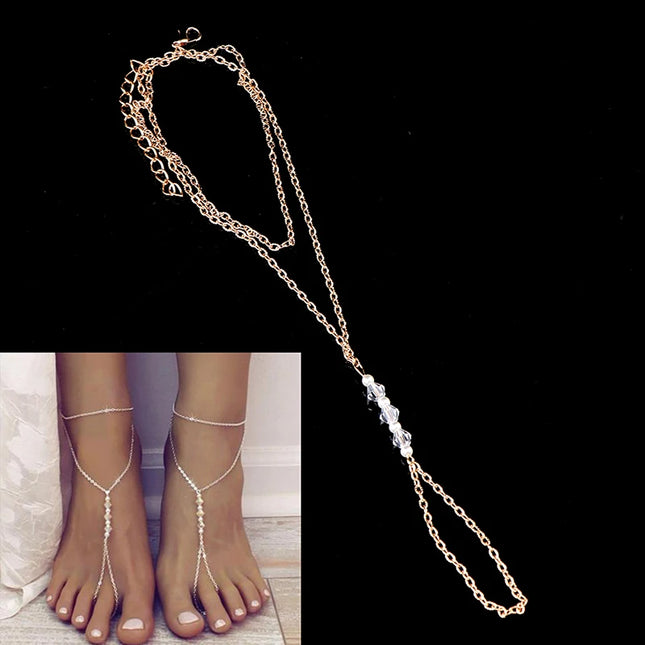 2022 Fashion Pearl Anklet Women Ankle Bracelet Beach Imitation Pearl Barefoot Sandal Anklet Chain Foot Jewelry