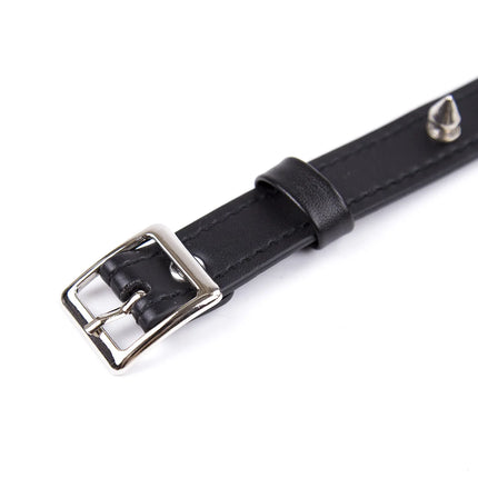 Black PU Leather Rivet Needle Thorns Collar Slave Fantasy Fetish Bondage BDSM Gear Bondage Neck Strap Sex Product for Couples