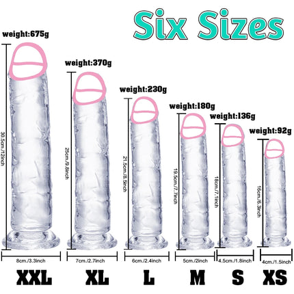 Transparent Big Dick 6 Sizes Realistic Jelly Dildo Soft Vaginal Masturbators Women Gay Penis Anal Sex Toys Suction Cup