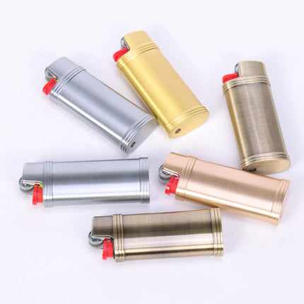 Series Dolphin Metal Case Covered Leather Shell for France Small BIC Lighter j5 J25