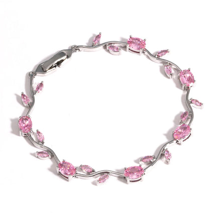 Luxury 16 Colors Sparkling Leaf Cubic Zirconia Branch Gold Silver Color CZ Crystal Bracelet Fashion Women Wedding Jewelry Gift