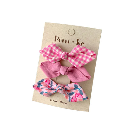3 Pcs/lot Bows Hairpin Set for Baby Girls Cute Floral Hair Clips Plaid Bangs Clip Korean Hair Accessories Sweet Kids Headdress