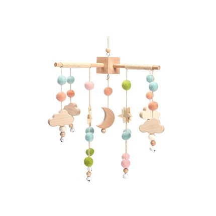 Crib Mobile Bed Bell Wooden Baby Rattles Soft Felt Cartoon Animal Bed Bell Newborn Music Box Hanging Toy Crib Bracket Baby Gifts
