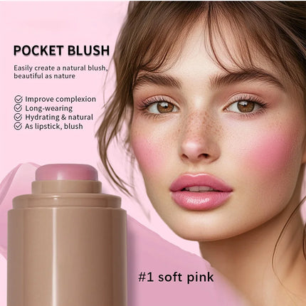 Lakerain Blush Stick Cheek Lip Tinted Moistured Long-wearing Flush Blusher Silky Brighten Blush Cream Cosmetics Matte Nakeup