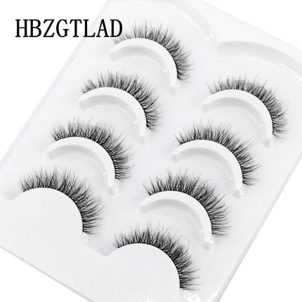 HBZGTLAD 4pairs mink lashes natural long invisible thin band fake lashes transparent terrier soft eyelashes extension Beauty
