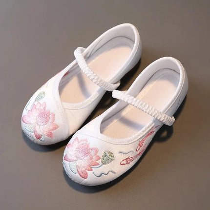 Princess Performance Traditional Chinese Hanfu Shoes Embroidered Children's Footwear Ancient Style Girls' Footwear Handmade