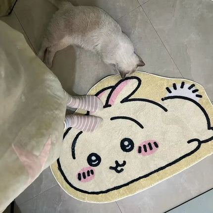Hot Chiikawa Cartoon Rug Anime Hachiware Usagi Plush Floor Mat Bathroom Non-Slip Carpet Car Cushion Soft Living Room Decor Gifts