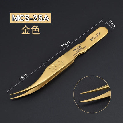 1pcs Vetus MCS Series Blue/Gold/Colorful Russian Volume Bloom Eyelash Extension Tweezers Stainless Precision Lash Tweezers Tools