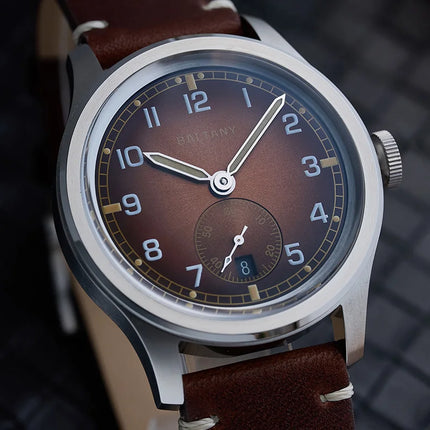 Baltany Retro WW2 Military Wristwatch S2081 Gradual BrownDial 100ATM ST1731 Movement  39MM Dirty Dozen Homage Field Watch Men