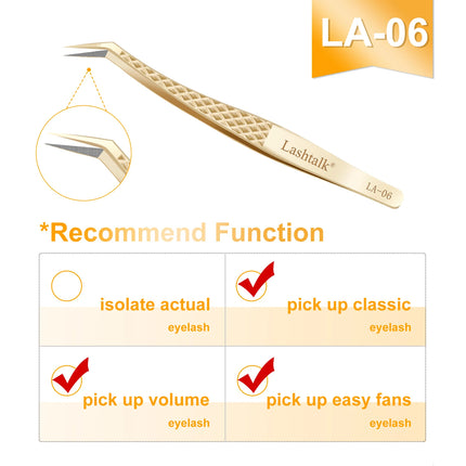Lashtalk Precision Fiber Tip Tweezer Eyelash Extensions Diamond Grip Anti-Slip Premium Gold Stainless Steel Makeup From Nagaraku