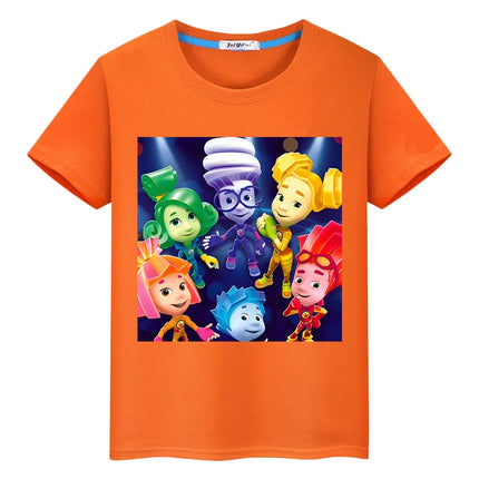 Russian The Fixies cartoon T-shirt 100%Cotton Short Tops y2k one piece anime Tees boys girls clothes Summer Casual kids clothes