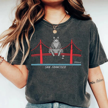 Project Hail Mary Shirt Ryan Gosling B Kliban Cat San Francisco Bridge Graphic Tee Sci Fi Novel Fan Shirt Jazz Hands Funny Tops