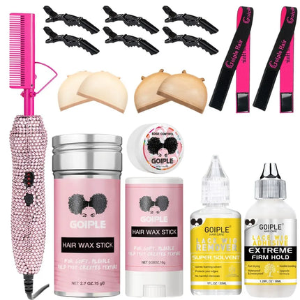 GOIPLE Electric Hot Comb Fast Heating Straightener Curling Iron Curler Brush Styling Tools for Hair Care Lace Wig Styling Set
