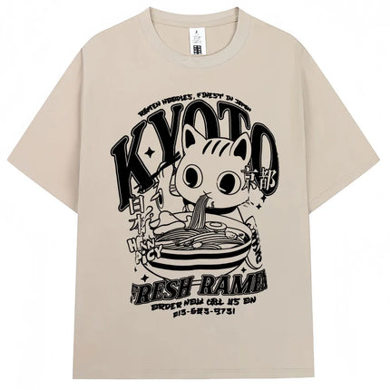 Japanese Style Hokkaido Wave Vintage T-shirt Men Women Harajuku Fashion High Quality T Shirts Oversized Cotton Summer Tee Shirt