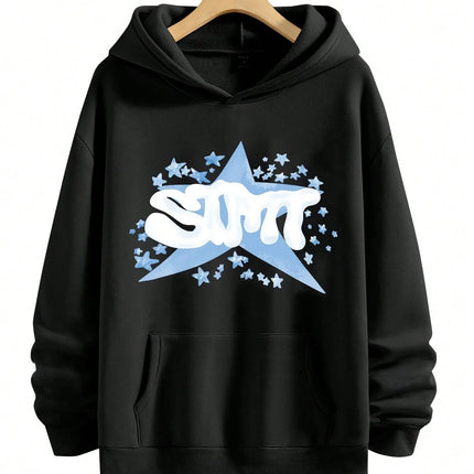 The new men's hooded sweatshirt for Spring and Autumn 2025 is casual fashionable and comfortable with 3D star pattern printing
