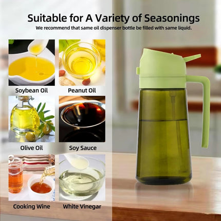 Olive Oil Dispenser Plastic Bottle for Kitchen Gadgets Air Fryer Accessories Olive Oil Sprayer Cooking Light-Blocking Dark Green