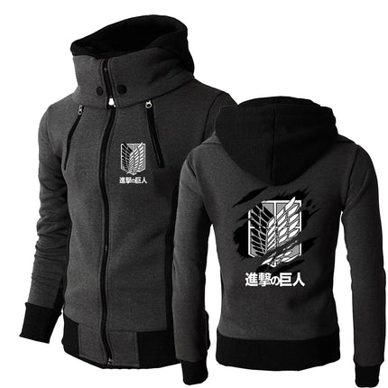 2025 Japanese Anime Jacket Spring And Autumn Man's Stand-Up Collar Hoodies Attack on Titan Logo Print Sports Comfortable Coat