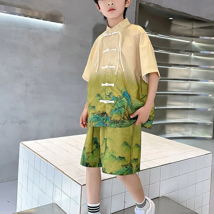Kung Fu Uniform Hanfu Tai Chi Tai Ethnic Style Wushu Kids Clothes Children's Clothing Traditional Boys Sets Cosplay Costumes