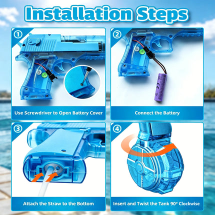 Manual & Electric Water Gun for Kids & Adults, With Lights & Rechargeable Water Blaster for Summer Pool Beach Outdoor Squirt Gun
