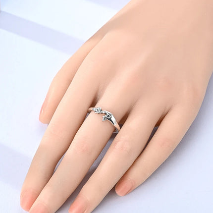 Opening Ring 925 Original Silver Adjustable Three-color Butterfly Fire Dragon Ring Fashion Jewelry Birthday Gift For Women
