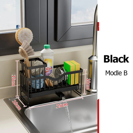 Kitchen Stainless Steel Sink Drain Rack Sponge Storage Holder Soap Drainer Towel Rack Shelf Organizer Kitchen Accessories Faucet