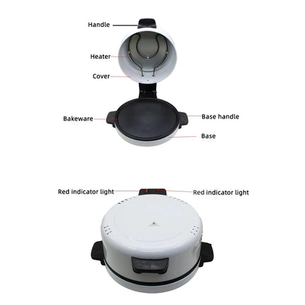 Home Pizza Maker 2000W Fast Heating Non Stick Coating Oven Baking Machine for Steak Burger Bread