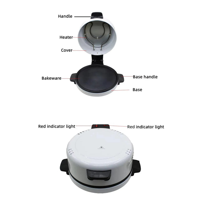 Home Pizza Maker 2000W Fast Heating Non-Stick Coating Oven Baking Machine for Steak Burger Bread