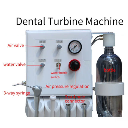 JUMTOP Dental Turbine Unit with Saliva Suction Tube 3 Way Syringe Handpiece Work With Air Compressor