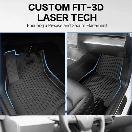 Floor Mat with Door Sill Strip For 2025 2026 Tesla Model Y Juniper All Weather TPE Trunk Cargo Liner Boot Mat Backrest Pad