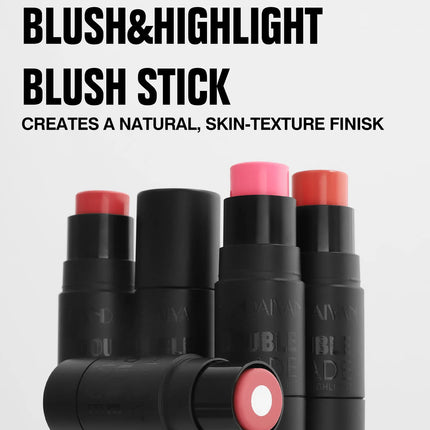 Velvety Sandwich Blush Highlighter Stick Long Lasting Rouge Tint Cream For Cheeks Lips Eyes Easy Blend Natural Look