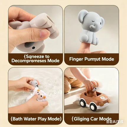 Children's Inertia Sliding Animal Cart Detachable Soft Rubber Finger Cover Multi Play Baby Car Toy Exercise Reaction Ability