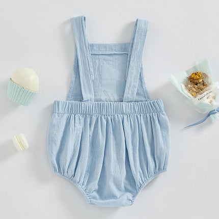 Newborn Baby Overalls Romper 1st Birthday Party Clothes Summer Adorable Sleeveless Square Neck Straps Tank Romper for Girl Boy