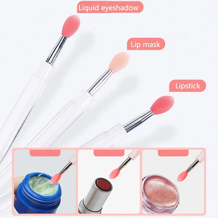 1/3/10pcs Portable Silicone Lip Brush with Cover Soft Multifunction Lip Balm Applicator Lipstick Lipgloss Makeup Brush Reusable